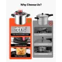 Pressure Cooker, 7L Pressure Cooker Stainless Steel, Pressures Canner with Steaming Rack, Tempered Glass Lid, Three Pressures Se