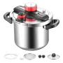 VEVOR Pressure Cooker, 7L Pressure Cooker Stainless Steel, Pressures Canner with Steaming Rack, Tempered Glass Lid, Three Pressu