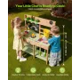 Mud Kitchen, Outdoor Mud Kitchen for Kids, Wood Outdoor Play Kitchens with Stoves, Tank, Sink, Planting Shovels, Spatulas, Box, 