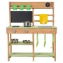 Mud Kitchen, Outdoor Mud Kitchen for Kids, Wood Outdoor Play Kitchens with Stoves, Tank, Sink, Planting Shovels, Spatulas, Box, 