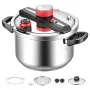 Pressure Cooker, 9L Pressure Cooker Stainless Steel, Pressures Canner with Steaming Rack, Tempered Glass Lid, Three Pressures Se