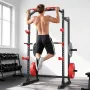 Power Cage Power Rack, Multifunctional Barbell Squat Rack with Adjustable Height, Home Gym Strength Training Workout Equipment w