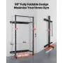 VEVOR Folding Power Cage, Wall-Mounted Power Rack Squat Rack, Multifunctional Strength Training Workout Equipment with Landmine 