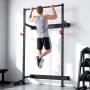 Folding Power Cage, Wall-Mounted Power Rack Squat Rack, Multifunctional Strength Training Workout Equipment with Landmine Holder