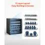 Miniatures Storage Case, Fits for 1:1000-1:1500 Scale Models, Wooden Miniatures Display Holder with 5 Tray & 11 Slots, Clear Vie