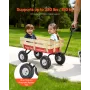 VEVOR Pull-Along Wagon for Kids, 101cm Toddler Wagons with Wooden Panels & Handle, Supports up to 150kg, All-Terrain Utility Wag