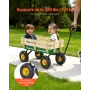 Pull-Along Wagon for Kids, 101cm Toddler Wagons with Wooden Panels & Handle, Supports up to 150kg, All-Terrain Utility Wagon Car