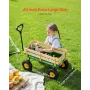 Pull-Along Wagon for Kids, 101cm Toddler Wagons with Wooden Panels & Handle, Supports up to 150kg, All-Terrain Utility Wagon Car