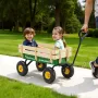 Pull-Along Wagon for Kids, 101cm Toddler Wagons with Wooden Panels & Handle, Supports up to 150kg, All-Terrain Utility Wagon Car