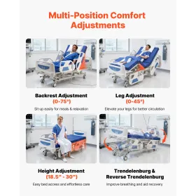 Premium 5 funktion fuld elektrisk hospitalsseng, elektrisk