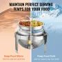 Roll Top Chafing Dish Buffet Set, 6 Qt 2 Pack, Stainless Steel Chafer with 2 Full Size Pans, Round Catering Warmer Server with L
