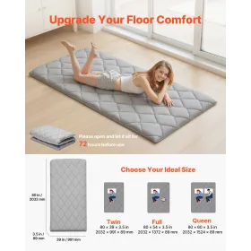 VEVOR Japanese Tatami Mat, Twin Size Foldable Japanese Tatami Mattress, Futon Mattress with Storage Bag & Fastener, 9-Layer Floo