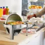 Roll Top Chafing Dish Buffet Set, 6 Qt 2 Pack, Stainless Steel Chafer with 2 Full Size Pans, Round Catering Warmer Server with L