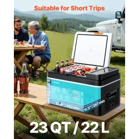 VEVOR Car Refrigerator, DC 12/24V AC100-240V Compressor Electric Cooler, -20°C to 20°C Car Fridge with APP Control, 22L Cars Fre