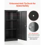VEVOR Metal Storage Cabinet, 106 cm Steel Garage Cabinet with 2 Adjustable Shelves, 2 Magnetic Doors & 2 Keys, 3 Tiers Lockable 