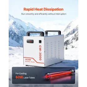 VEVOR Industrial Water Cooler, CW-3000, Industrial Water Cooler Cooling System with 9 L Tank Capacity, 10 L/min Max Flow, Coolin