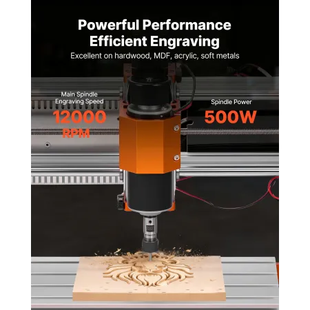 VEVOR CNC fræsemaskine, 500 W spindel, 3-akset trægraveringsfræser, med 300 x 180 x 80 mm arbejdsområde, offline forts.