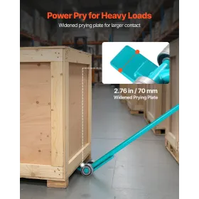 VEVOR Prylever Bar, 4 T Weight Capacity, 1.4 m Carbon Steel Handle Lever Dolly, Pry Lever Bar with Wheels for Large Pallets, Hea