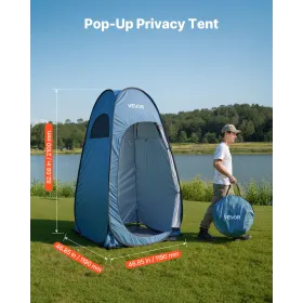Pop up Shower Tent, Instant Portable Privacy Tent Changing Room with Ground Stakes, Ropes, and Carry Bag, 190T Polyester with Si
