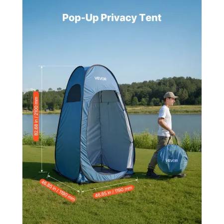 Pop up Shower Tent, Instant Portable Privacy Tent Changing Room with Ground Stakes, Ropes, and Carry Bag, 190T Polyester with Si