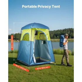 VEVOR campingbrusetelt, 1 værelse, bærbart privat telt omklædningsrum med brusetaske, jordpæle, reb, bæretaske og sup