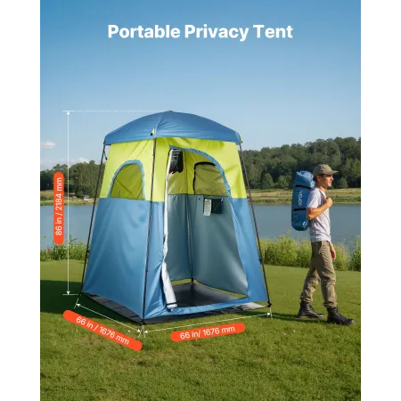 VEVOR campingbrusetelt, 1 værelse, bærbart privat telt omklædningsrum med brusetaske, jordpæle, reb, bæretaske og sup