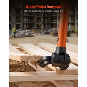 VEVOR Pallet Buster Tool, 1.1 m Carbon Steel Handle Wrecking Pry Bar, 907 kg Weight Capacity, Heavy Duty Deck Board Removal Tool