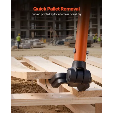 VEVOR Pallet Buster Tool, 1.1 m Carbon Steel Handle Wrecking Pry Bar, 907 kg Weight Capacity, Heavy Duty Deck Board Removal Tool