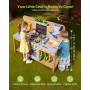 Mud Kitchen, Outdoor Mud Kitchen for Kids, Wood Outdoor Play Kitchens with Stoves, Hooks, Double Sinks, Planting Shovels, Spatul