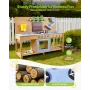 Mud Kitchen, Outdoor Mud Kitchen for Kids, Wood Outdoor Play Kitchens with Stoves, Hooks, Double Sinks, Planting Shovels, Spatul