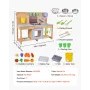 VEVOR Mud Kitchen, Outdoor Mud Kitchen for Kids, Wood Outdoor Play Kitchens with Stoves, Hooks, Double Sinks, Planting Shovels, 