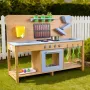 Mud Kitchen, Outdoor Mud Kitchen for Kids, Wood Outdoor Play Kitchens with Stoves, Hooks, Double Sinks, Planting Shovels, Spatul