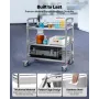 VEVOR Stainless Steel Cart, 3-Tier Rolling Lab Utility Cart with Lockable Wheels, Medical Serving Trolley Clinic Tray, Heavy Dut