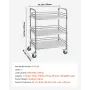 VEVOR Stainless Steel Cart, 3-Tier Rolling Lab Utility Cart with Lockable Wheels, Medical Serving Trolley Clinic Tray, Heavy Dut