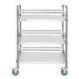 Stainless Steel Cart, 3-Tier Rolling Lab Utility Cart with Lockable Wheels, Medical Serving Trolley Clinic Tray, Heavy Duty Mobi