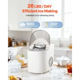 VEVOR Countertop Ice Maker, 7 Cubes Ready in 6 Mins, 11.8 kg per Day, Self-Cleaning Portable Machine with Ice Scoop, Ice-Making 