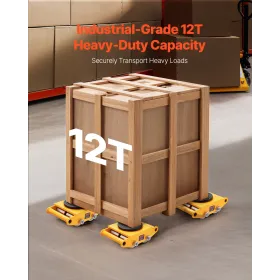 4PCS Machinery Skate Dolly, 26455LBS/12T Industrial Machinery Mover, Heavy Duty Carbon Steel Machinery Moving Skate & 4 Carbon