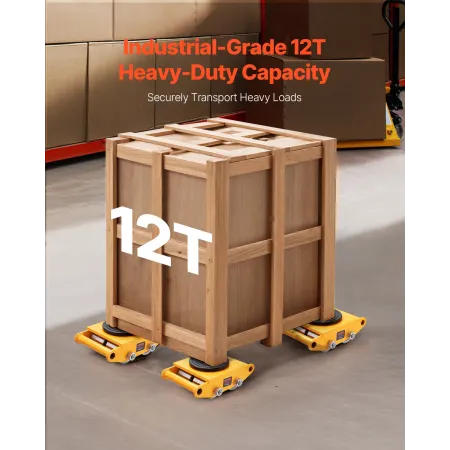 4PCS Machinery Skate Dolly, 11999.8 kg Industrial Machinery Mover, Heavy Duty Carbon Steel Machinery Moving Skate & 4 Carbon Ste