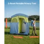 Camping Shower Tent, 2-Room Portable Privacy Tent Changing Room with Shower Bag, Ground Stakes, Ropes, Carry Bag, and Support Po