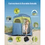 VEVOR Camping Shower Tent, 2-Room Portable Privacy Tent Changing Room with Shower Bag, Ground Stakes, Ropes, Carry Bag, and Supp