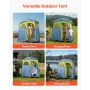Camping Shower Tent, 2-Room Portable Privacy Tent Changing Room with Shower Bag, Ground Stakes, Ropes, Carry Bag, and Support Po