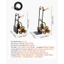 Stair Climbing Cart, 200 kg Stair-Climbing Capacity, Heavy-Duty Folding Trolley Cart with Telescoping Handle, 6 Wheels and 2 Bun