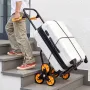 Stair Climbing Cart, 200 kg Stair-Climbing Capacity, Heavy-Duty Folding Trolley Cart with Telescoping Handle, 6 Wheels and 2 Bun