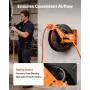 VEVOR Retractable Air Hose Reel, 15m x 9.5mm Hybrid Air Hose Max 300PSI, Auto Rewind Air-Compressor Hoses Reel with 1.52m Lead i