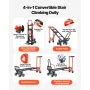 VEVOR 3 in 1 Industrial Convertible Stair Climbing Cart, 350 kg Max Load, Folding Hand Truck Dolly with Handle & Wheels, Stair C