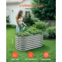 VEVOR metal hævet haveseng, 1,2 x 0,6 x 0,6 m Oval udendørs galvaniseret plantekasse havekasse, design med åben bund, stor