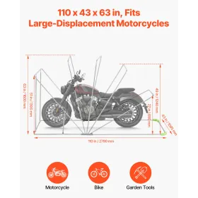 Motorcykelopbevaringsrum med sikkerhedslås, 600D Oxford Flip-Up