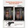 Metal Storage Cabinet, 179.5 cm Rolling Steel Garage Cabinet with Adjustable Shelves, 2 Magnetic Doors, Hanging Rod & 3 Rod Hook