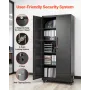 Metal Storage Cabinet, 179.5 cm Rolling Steel Garage Cabinet with Adjustable Shelves, 2 Magnetic Doors, Hanging Rod & 3 Rod Hook