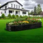 VEVOR Metal Raised Garden Bed, 2.4 x 0.6 x 0.3 m Oval Outdoor Galvanized Planter Garden Box, Open Bottom Design, Large Planter R